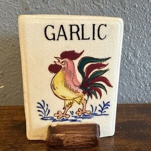 Vintage Fred Roberts Rooster Ceramic garlic Apothecary Replacement Jar Japan